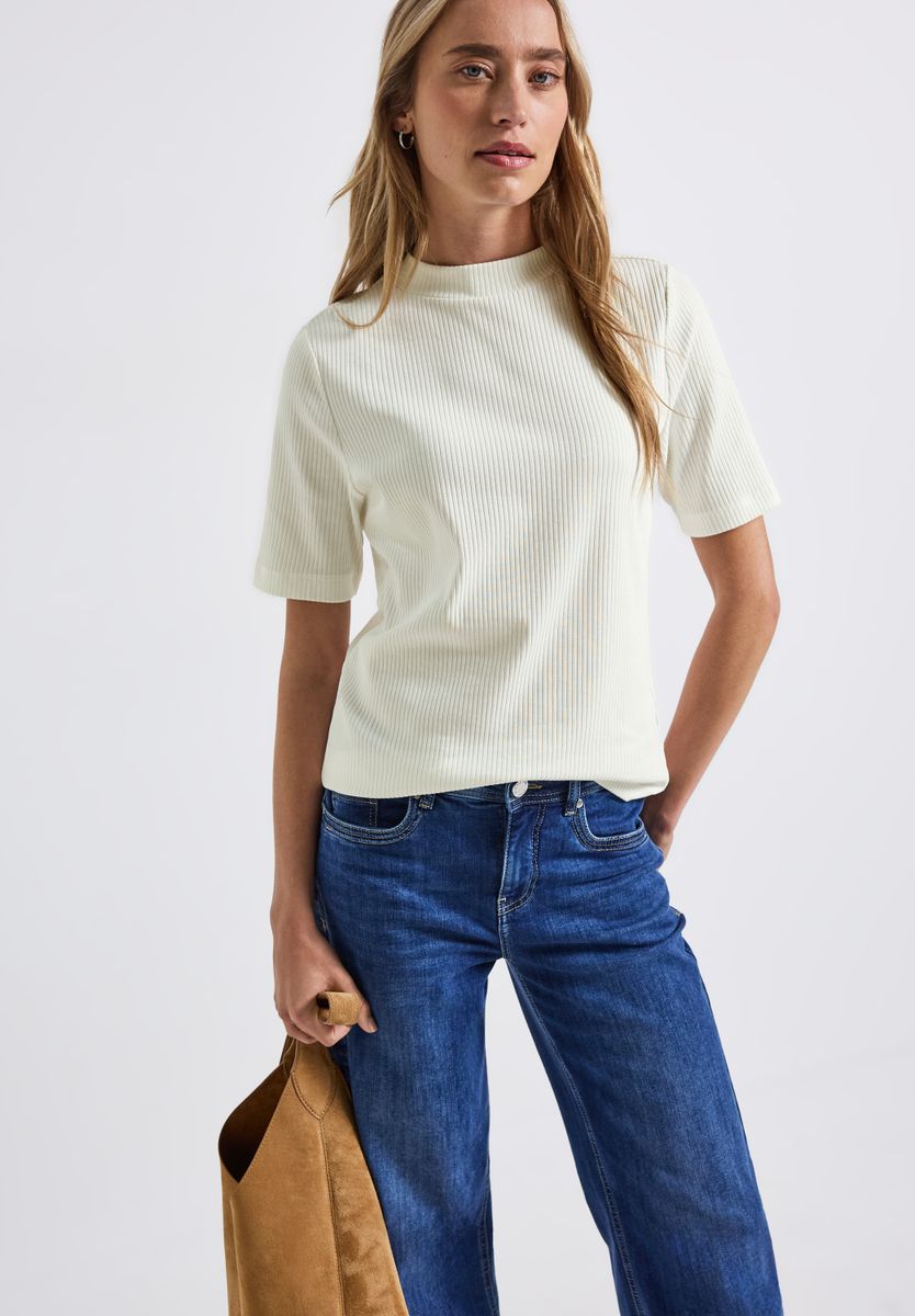 T-Shirt mit Rippstruktur