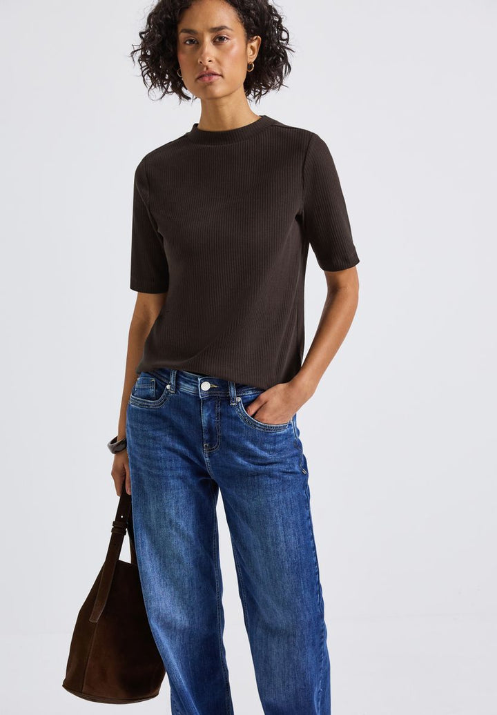 T-Shirt mit Rippstruktur