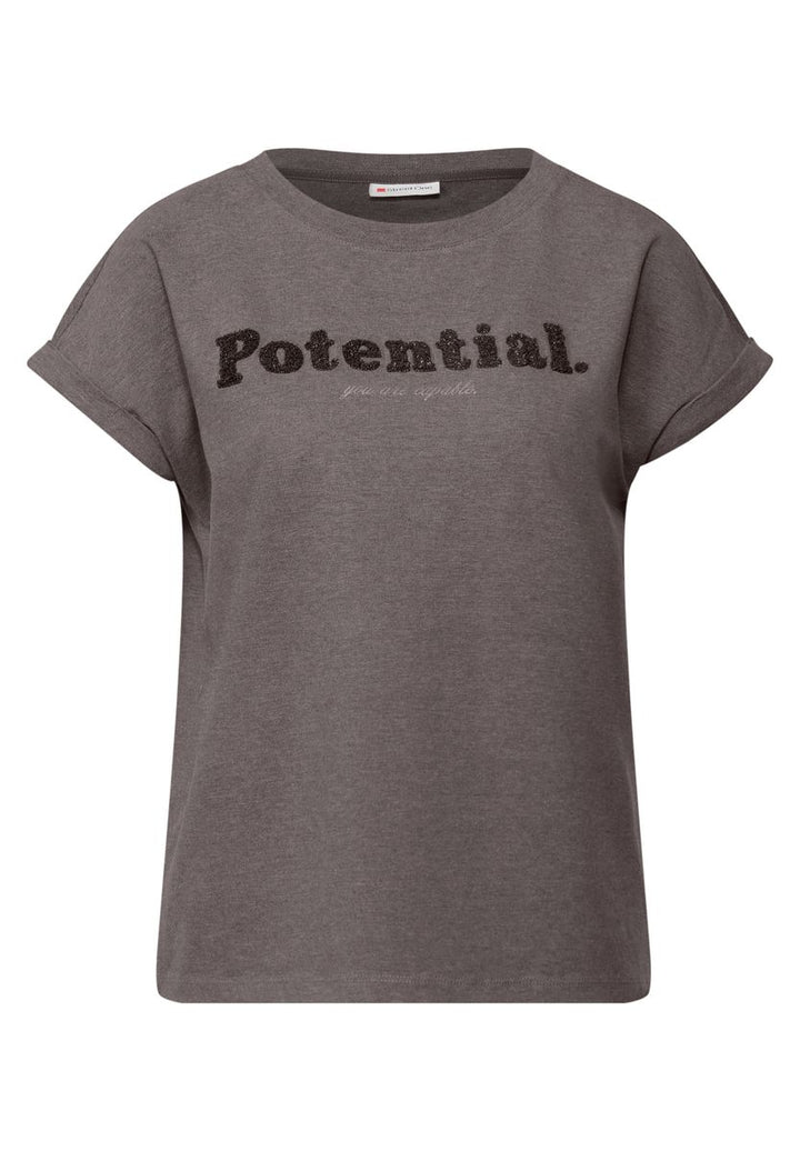 T-Shirt mit Bouclé Wording