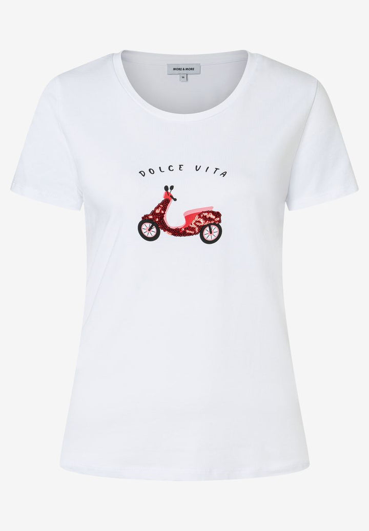 T-Shirt mit rotem Pailletten-Roller