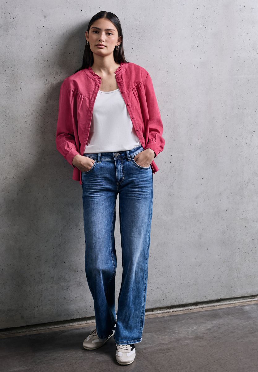 Cordbluse mit Rüschendetails