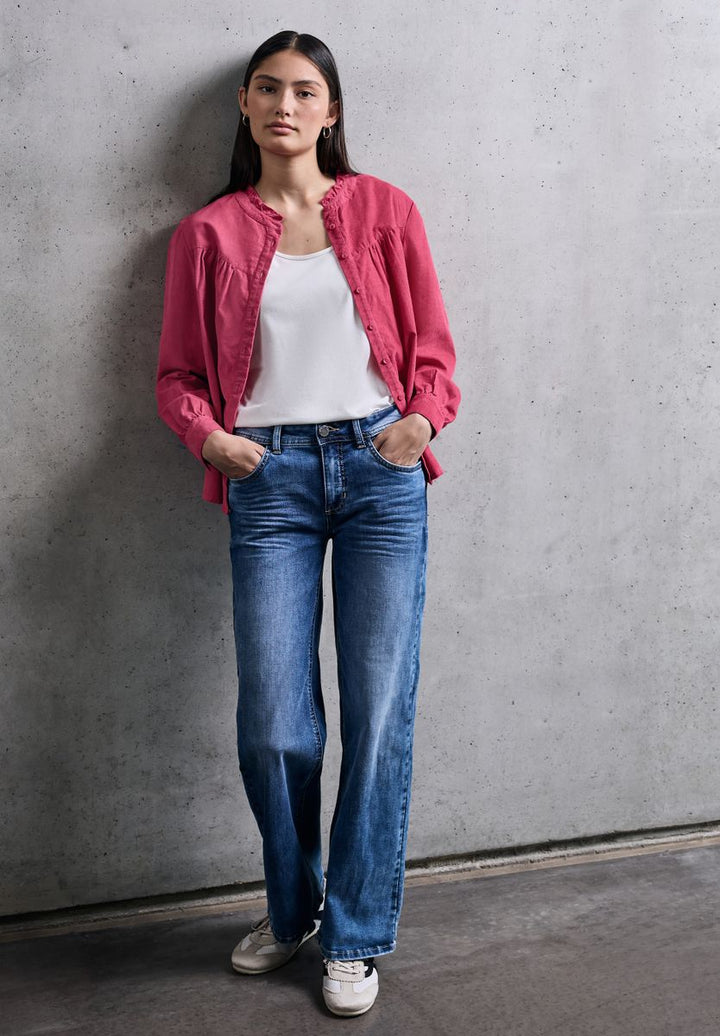 Cordbluse mit Rüschendetails