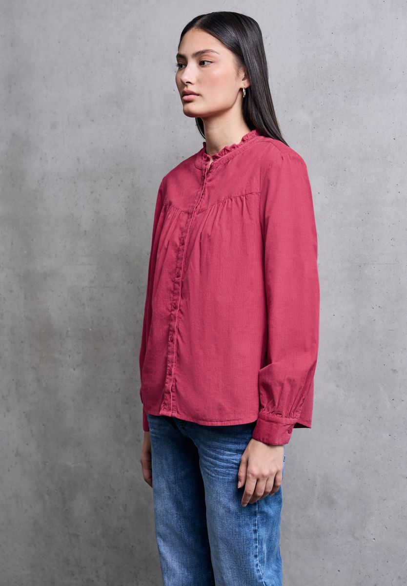 Cordbluse mit Rüschendetails