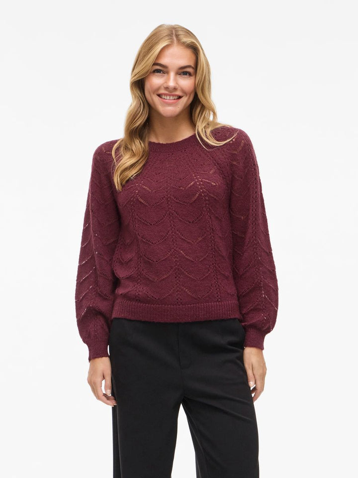 VITULI O-NECK L/S DETAIL KNIT TOP/PB