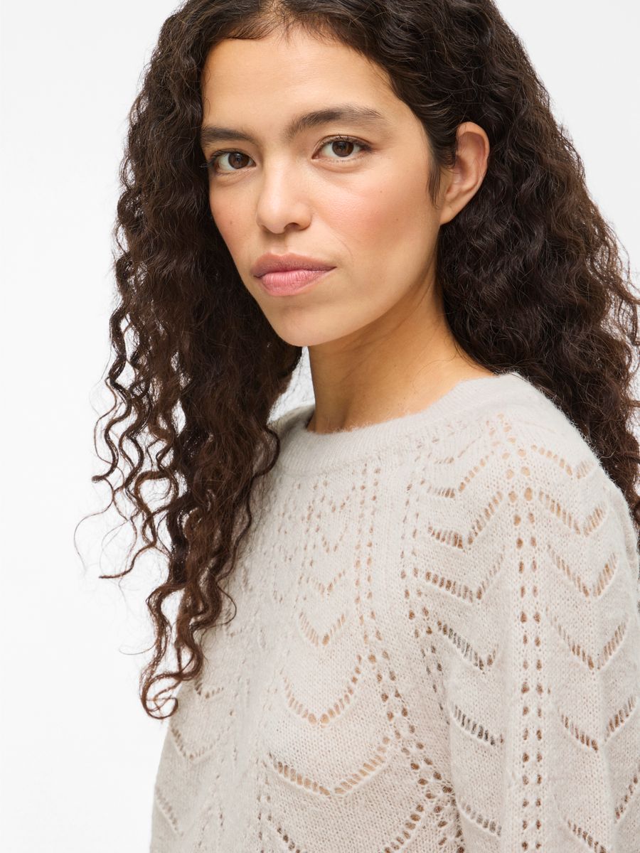 VITULI O-NECK L/S DETAIL KNIT TOP/PB