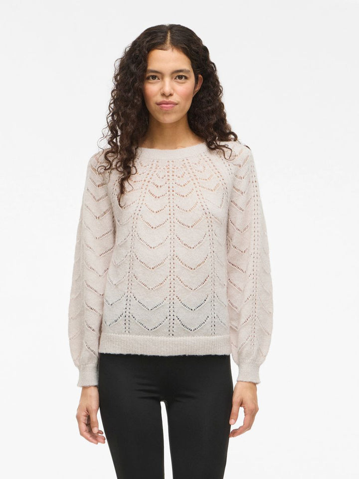 VITULI O-NECK L/S DETAIL KNIT TOP/PB