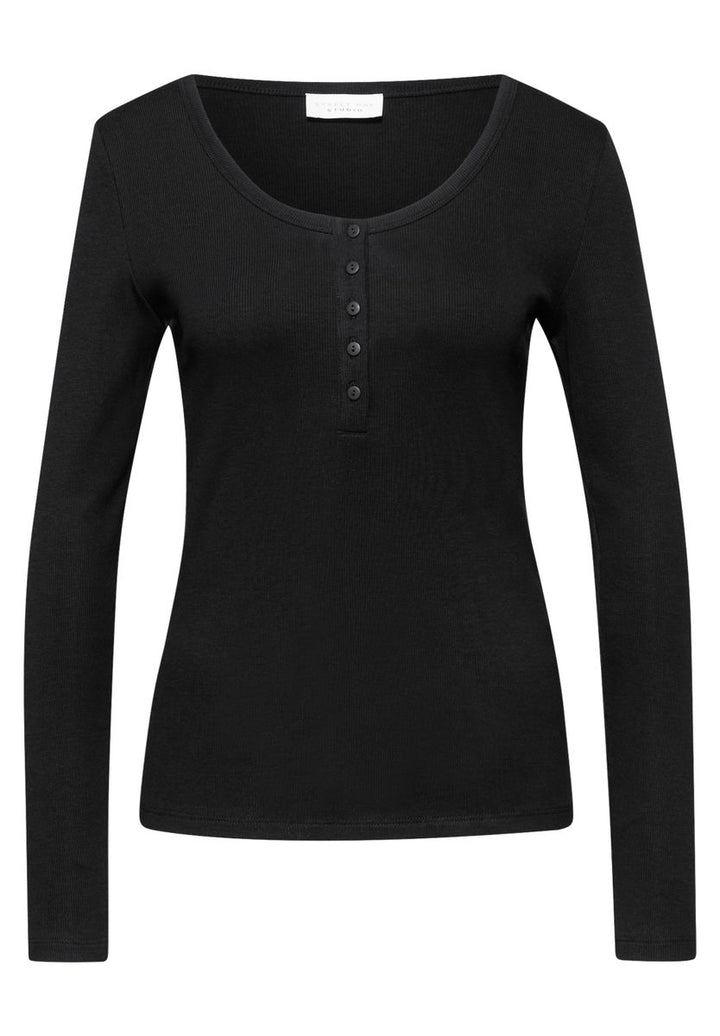 Rippshirt mit Knopfdetail