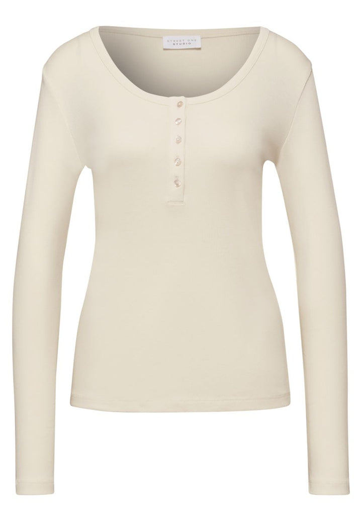 Rippshirt mit Knopfdetail