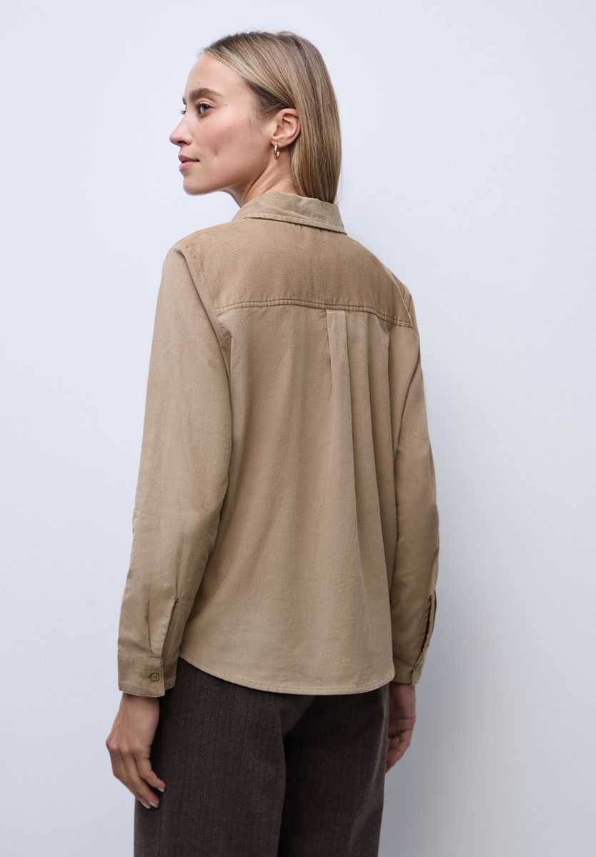 Cordbluse mit Tapedetails