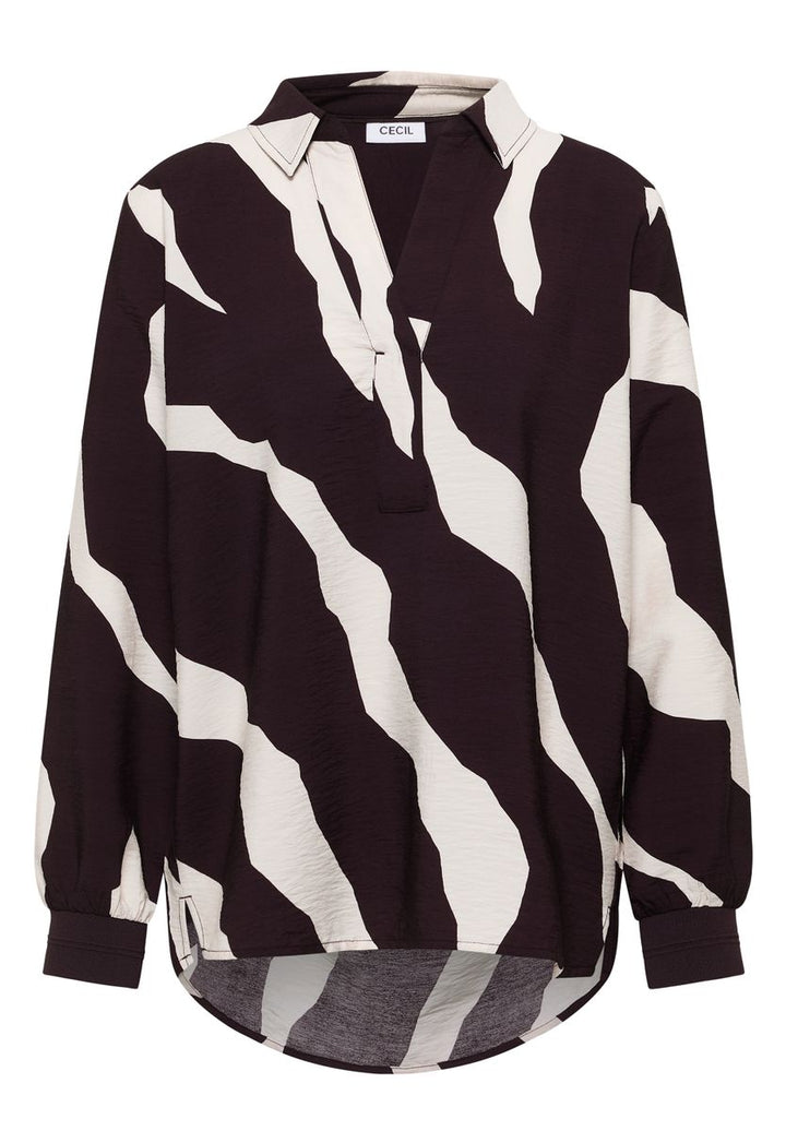 Print-Bluse mit Tapebündchen
