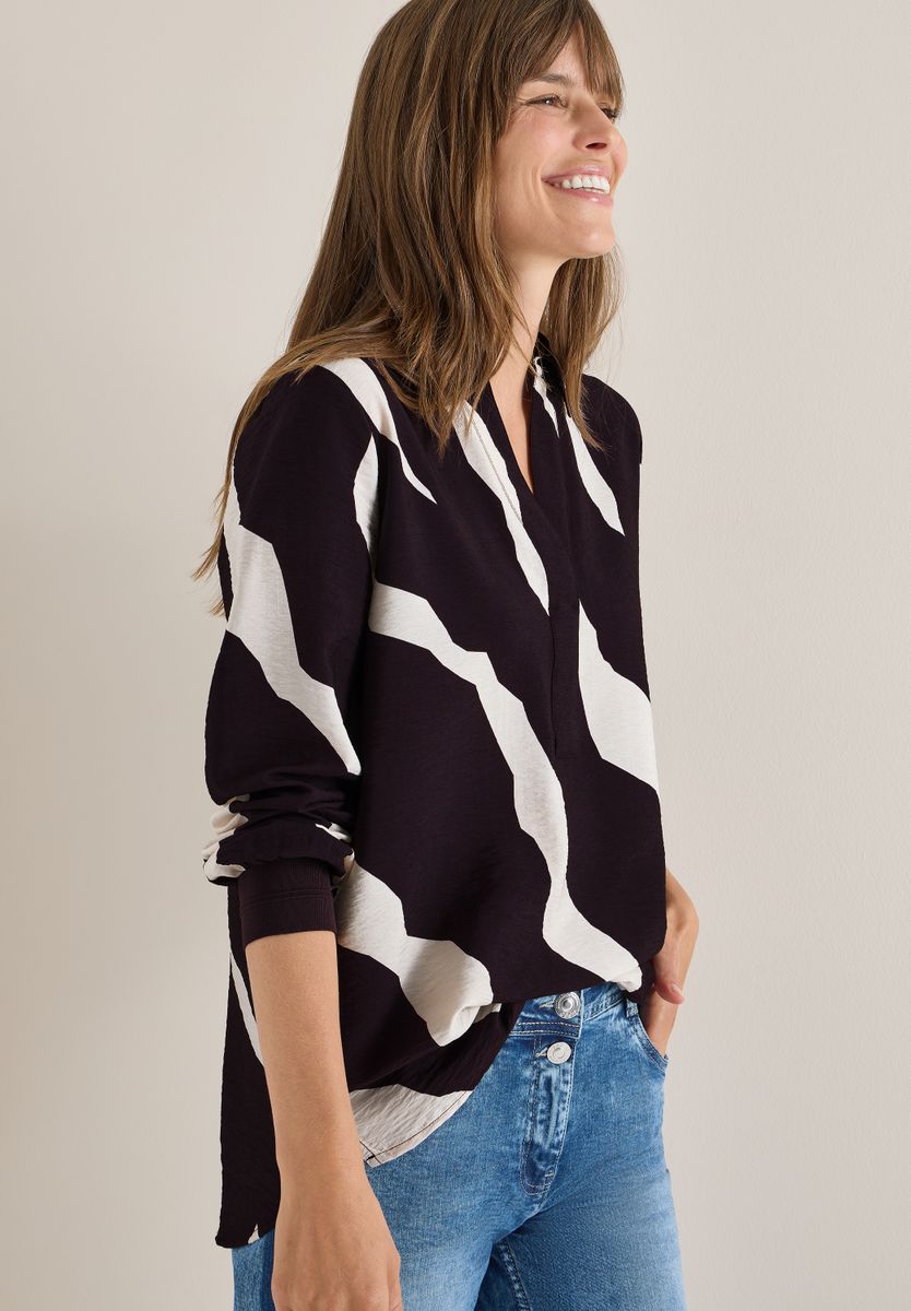 Print-Bluse mit Tapebündchen