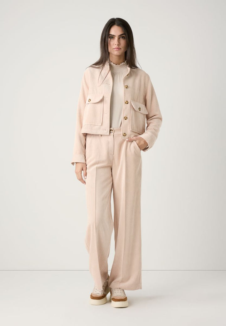 Langarmshirt mit gesmoktem Stehkragen