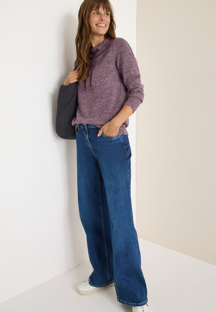 Funnelneck Melange Rippshirt