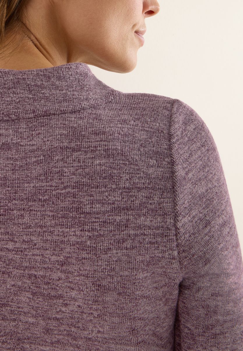 Funnelneck Melange Rippshirt