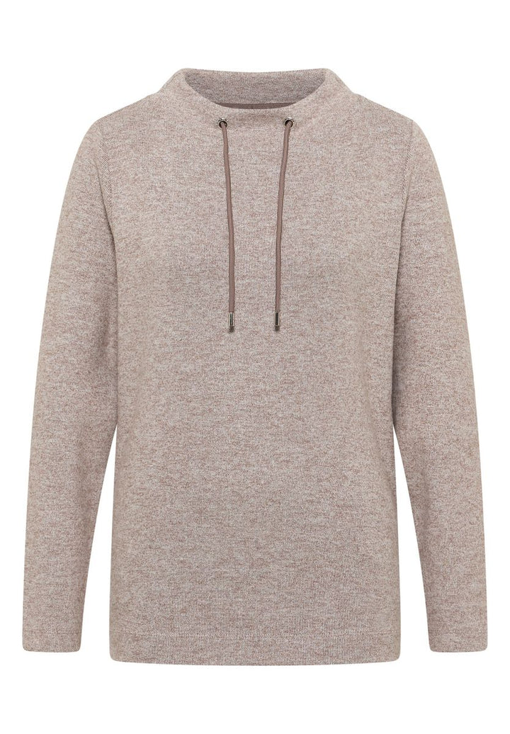 Funnelneck Melange Rippshirt