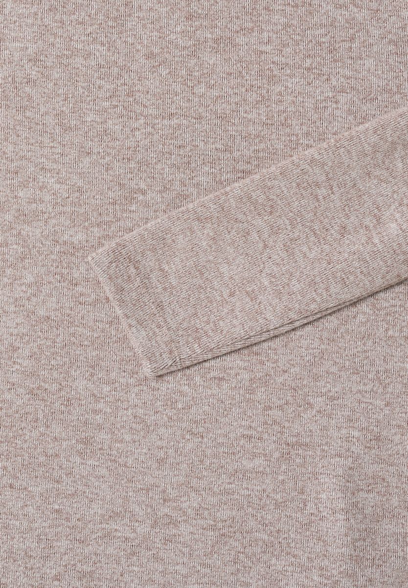 Funnelneck Melange Rippshirt