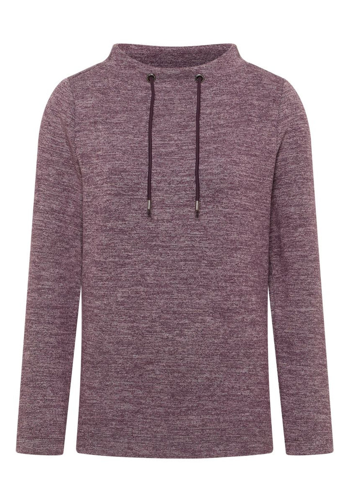 Funnelneck Melange Rippshirt