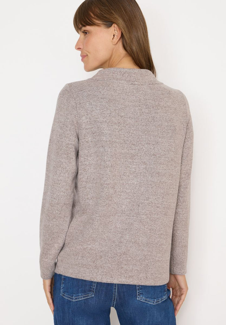 Funnelneck Melange Rippshirt