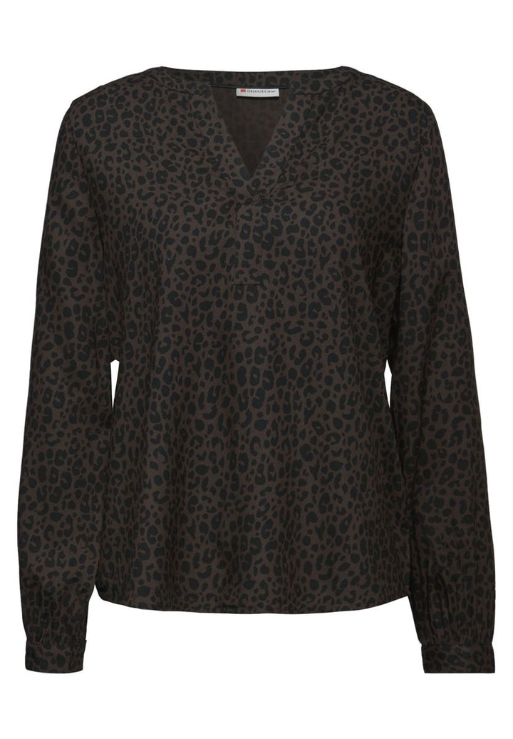 Split Neck Leo Bluse