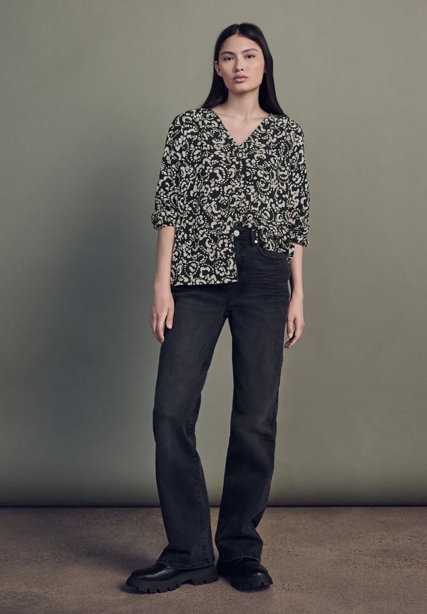 V-Neck Bluse mit Knöpfen