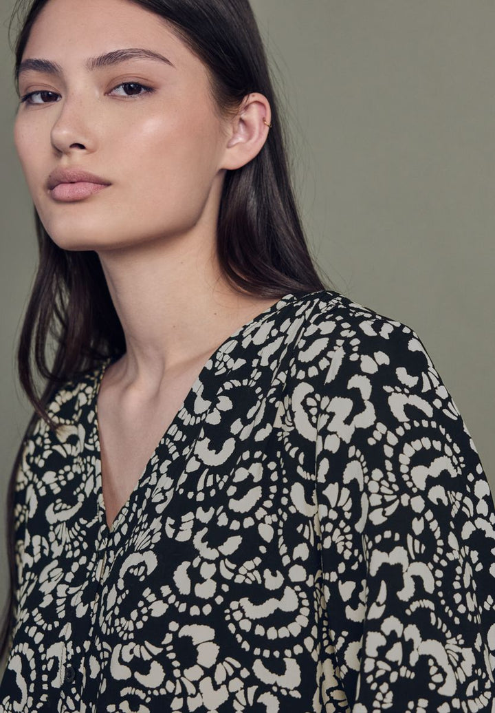 V-Neck Bluse mit Knöpfen