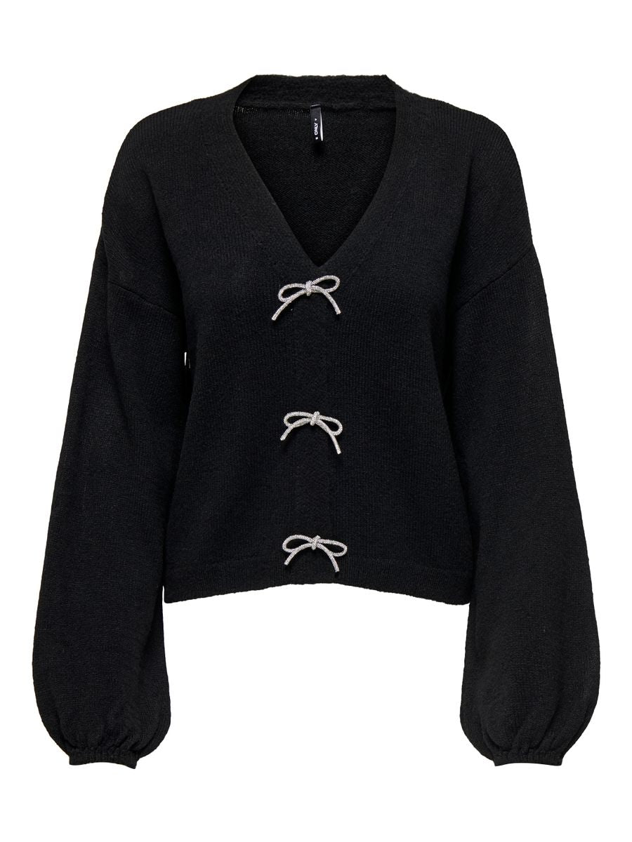 ONLDONNA LS BOW V-NECK KNT
