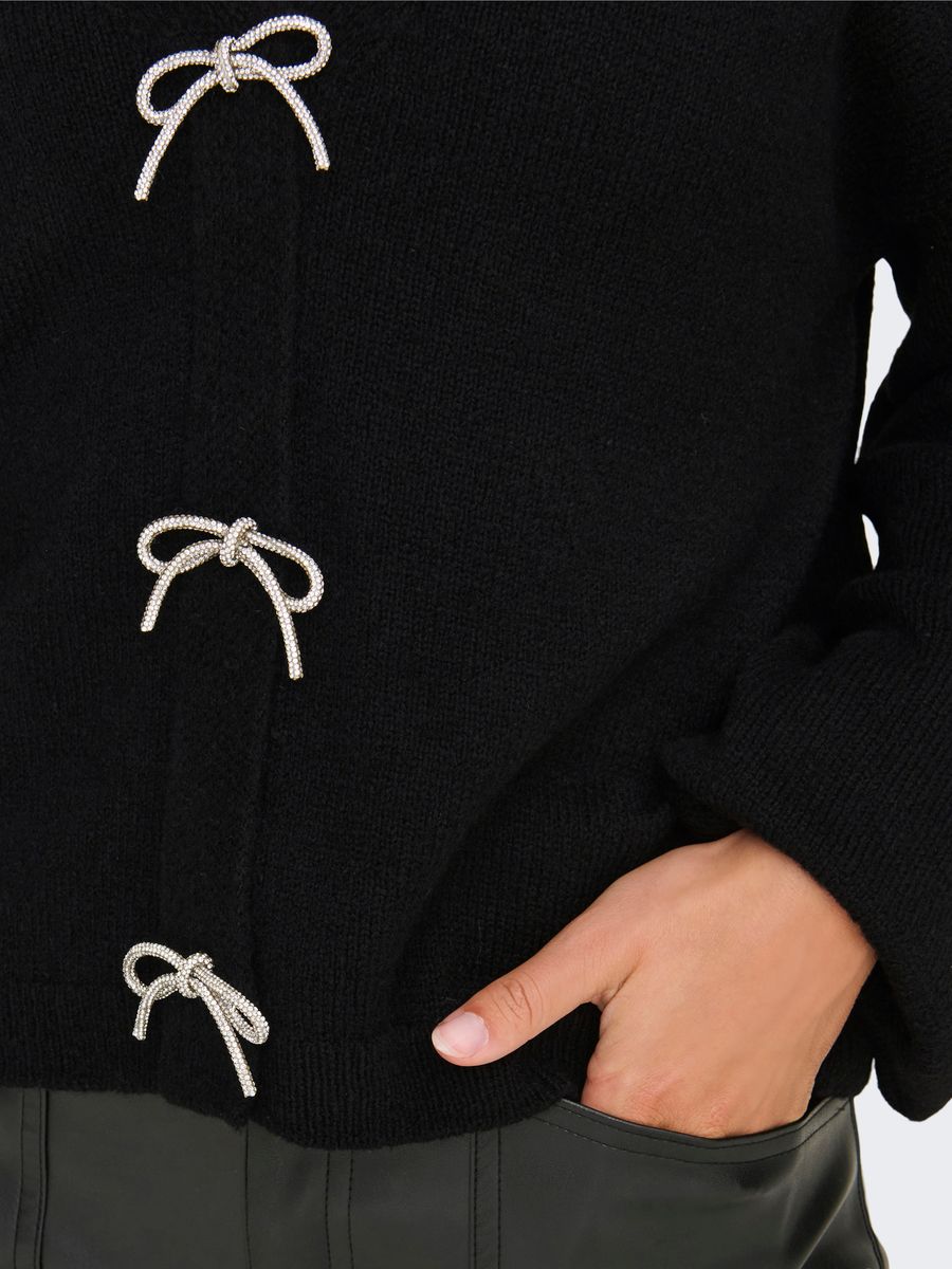 ONLDONNA LS BOW V-NECK KNT