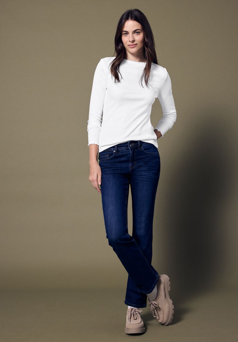 Rippshirt mit Rundhals