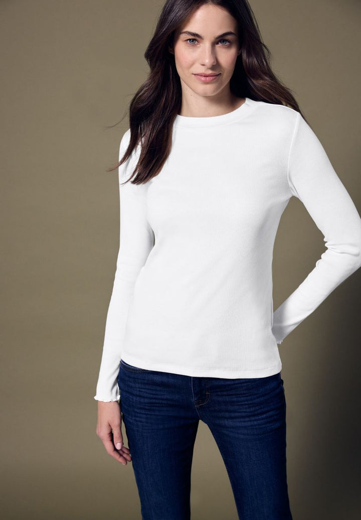 Rippshirt mit Rundhals