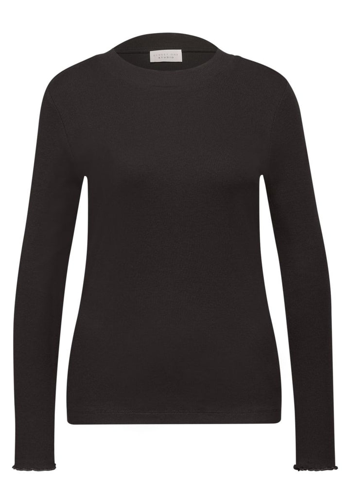 Rippshirt mit Rundhals