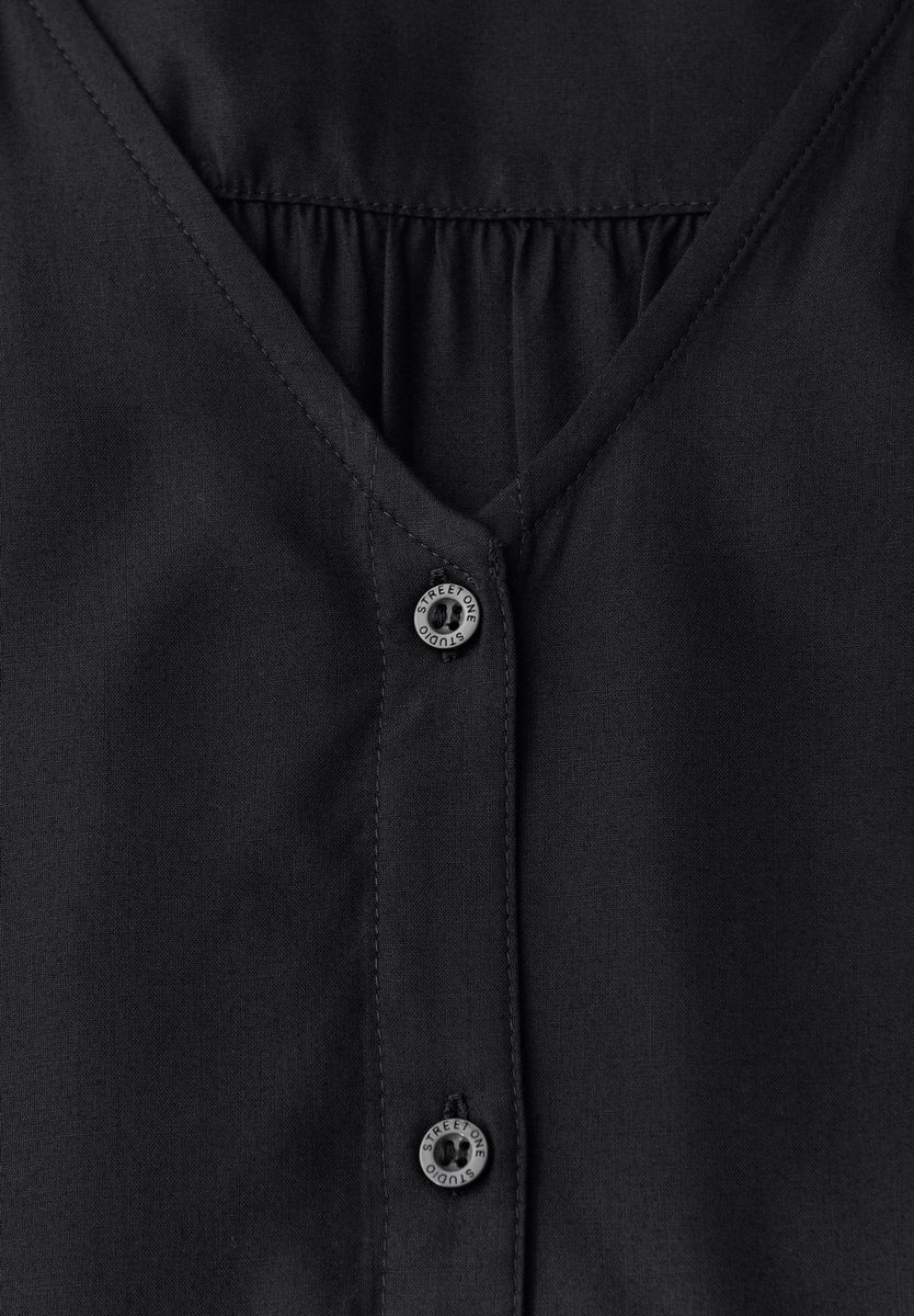 V-Neck Bluse mit Knöpfen