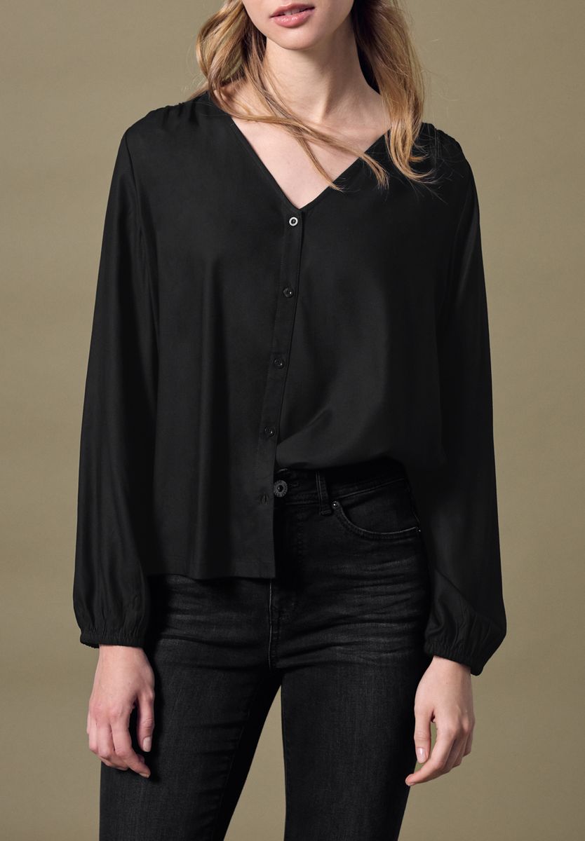 V-Neck Bluse mit Knöpfen