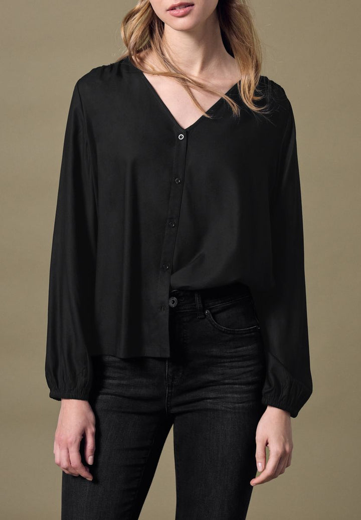 V-Neck Bluse mit Knöpfen