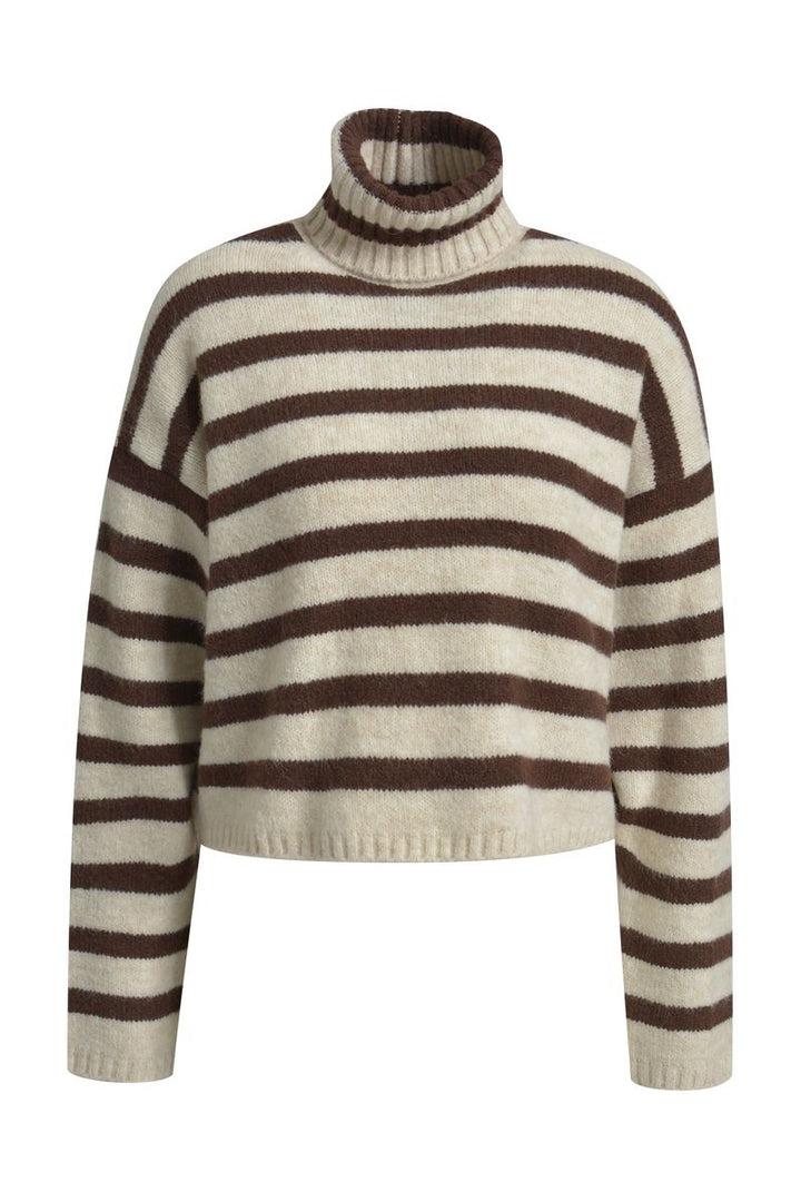Striped Boxy Turtle Neck Pullover