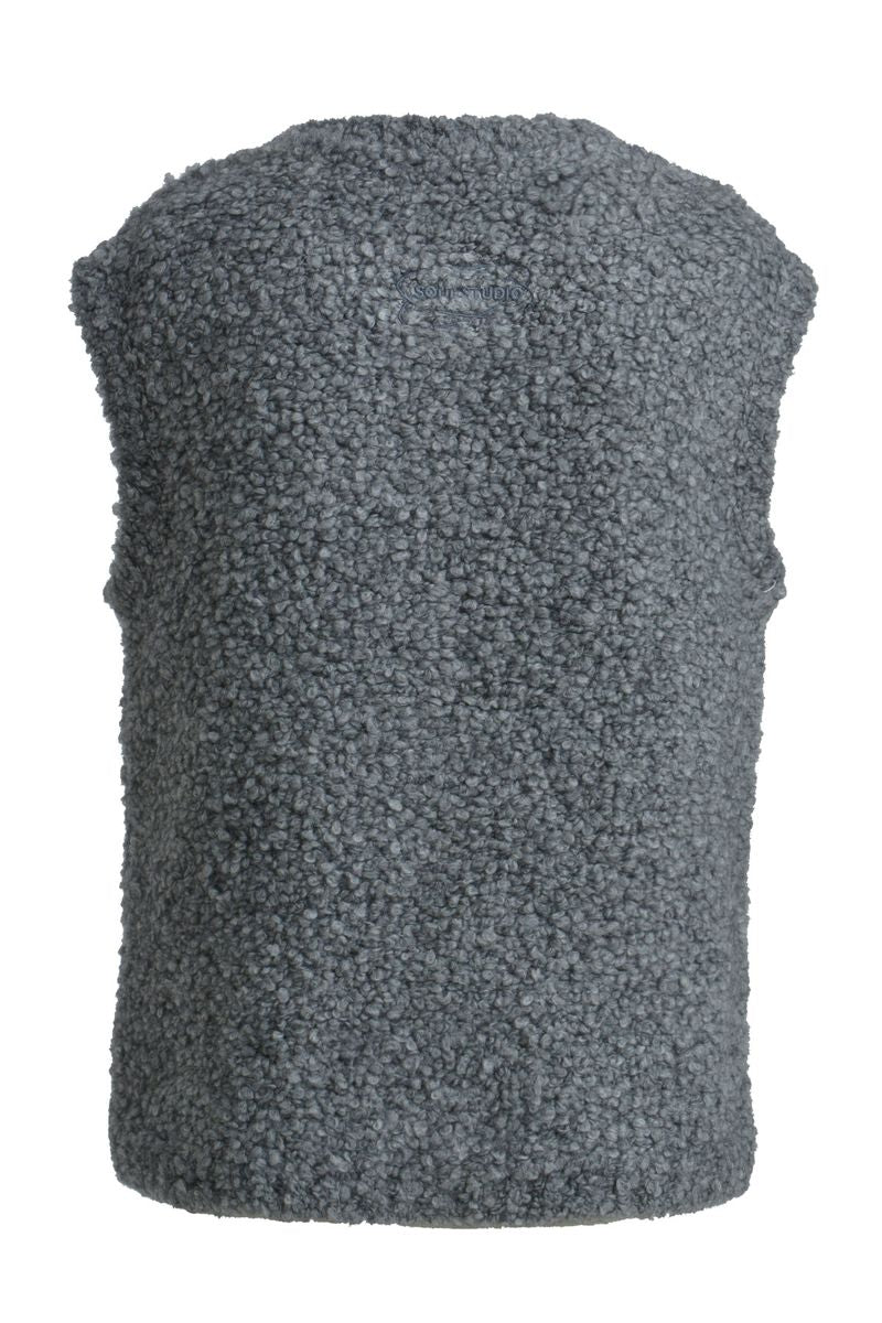 BouclÃ© Knit Vest with Buttons