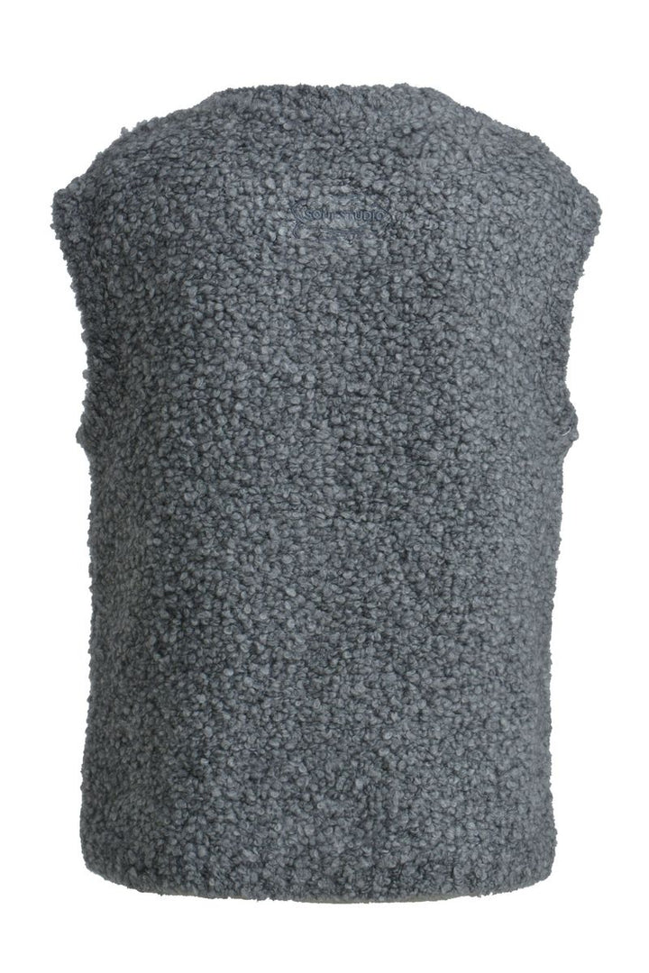 BouclÃ© Knit Vest with Buttons