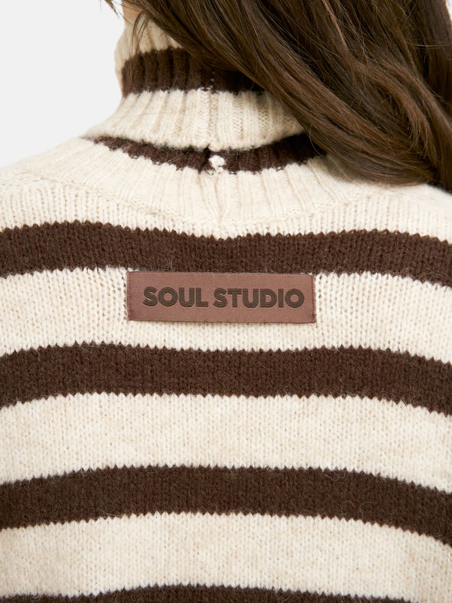 Striped Boxy Turtle Neck Pullover