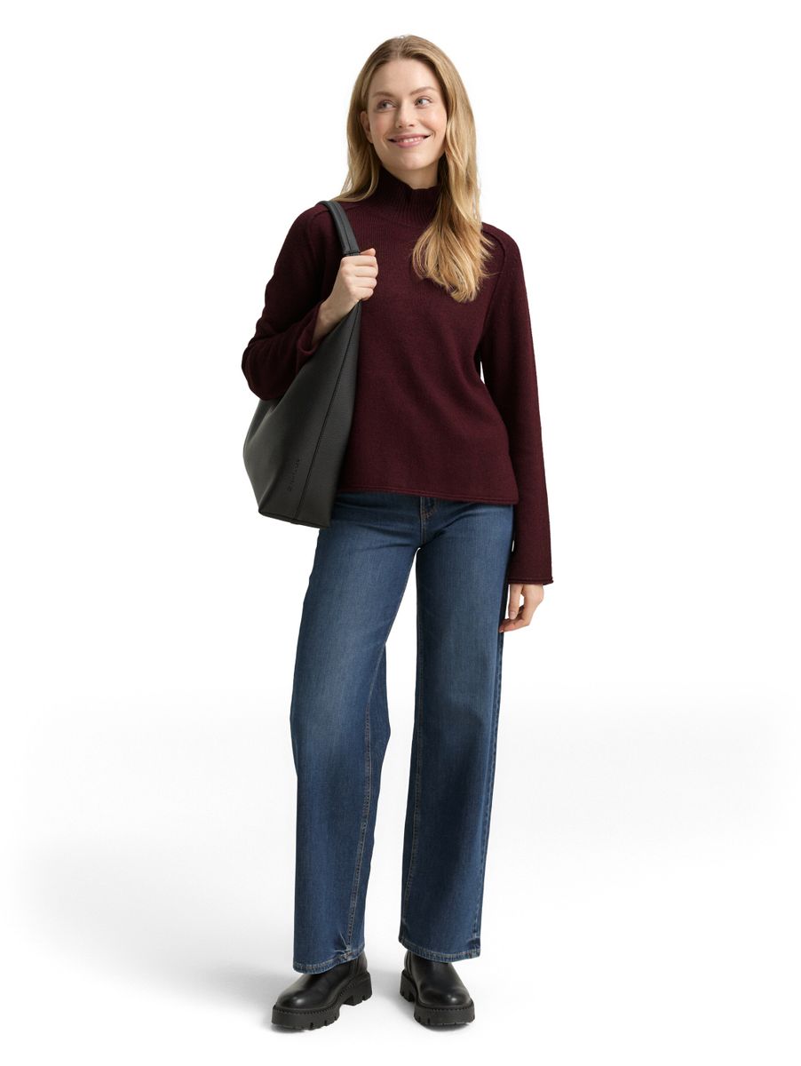 Loose Fit Strickpullover mit Stehkragen