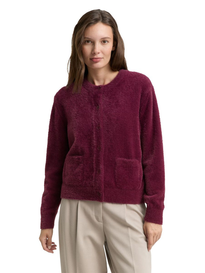 Federgarn-Cardigan mit Knopfleiste