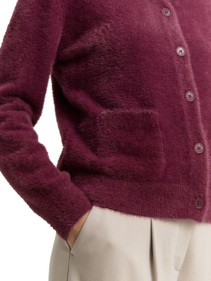 Federgarn-Cardigan mit Knopfleiste