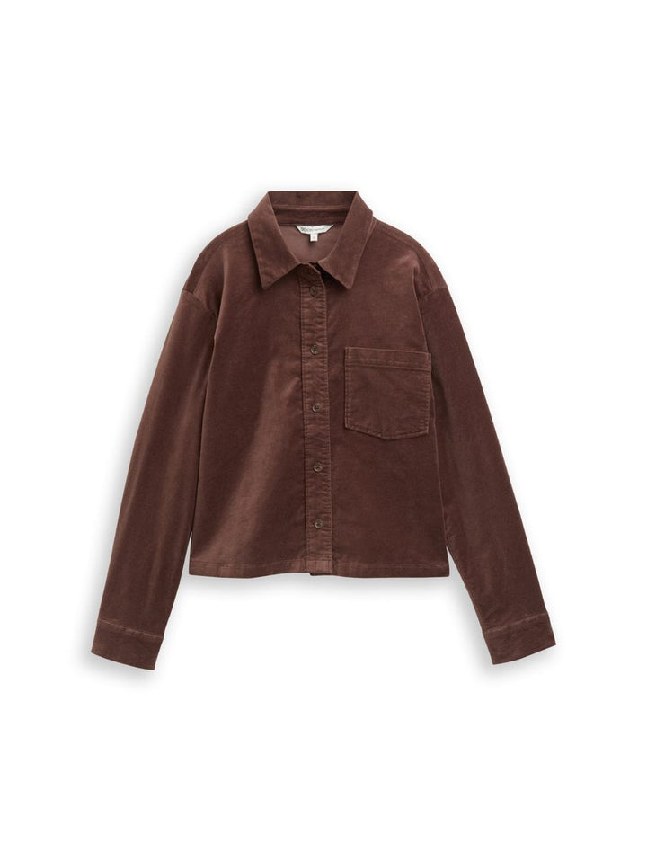 Boxy Fit Hemdbluse aus Samt