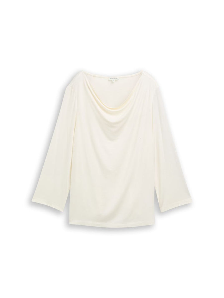 Langarmshirt mit Wasserfallkragen