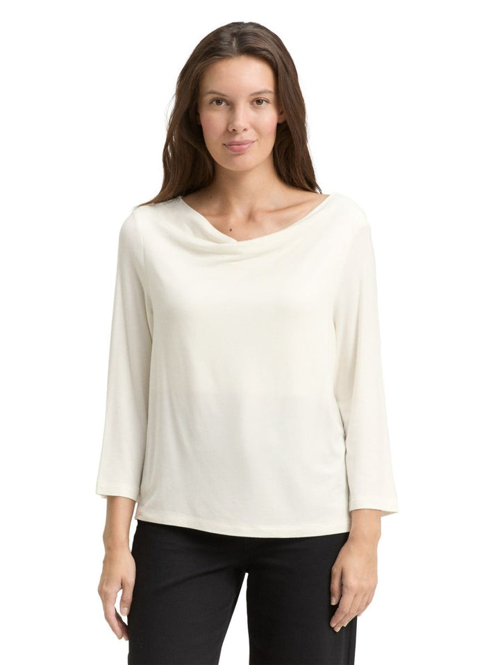 Langarmshirt mit Wasserfallkragen