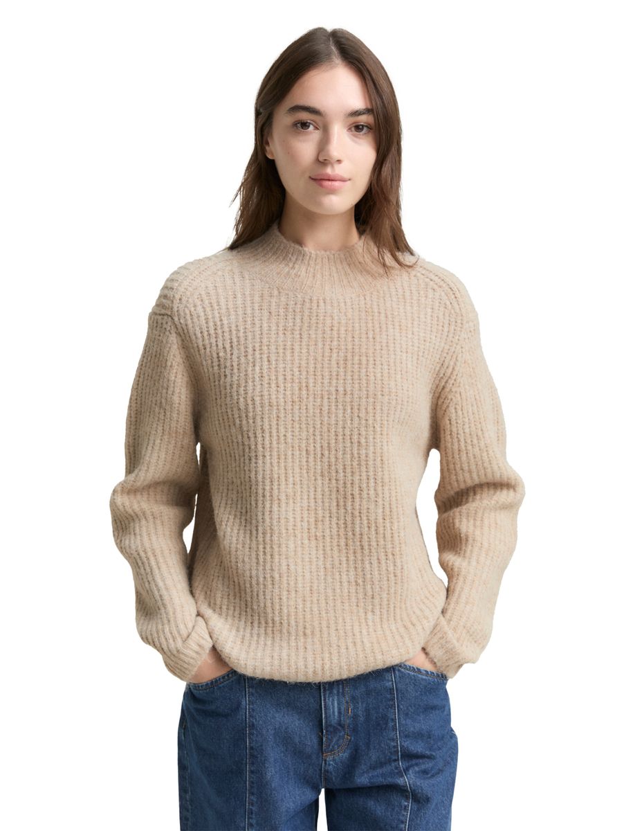 Relaxed Fit Strickpullover mit Stehkragen