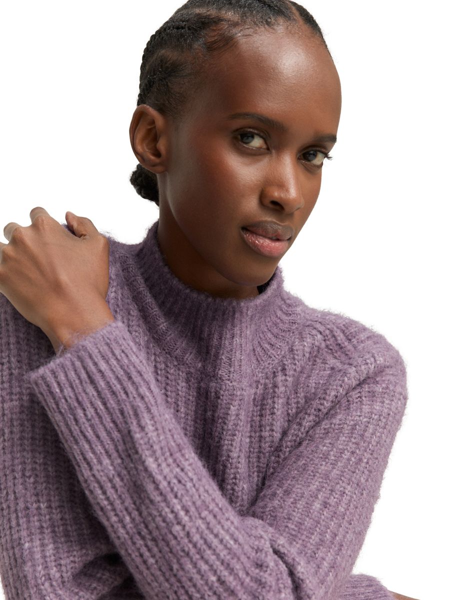 Relaxed Fit Strickpullover mit Stehkragen