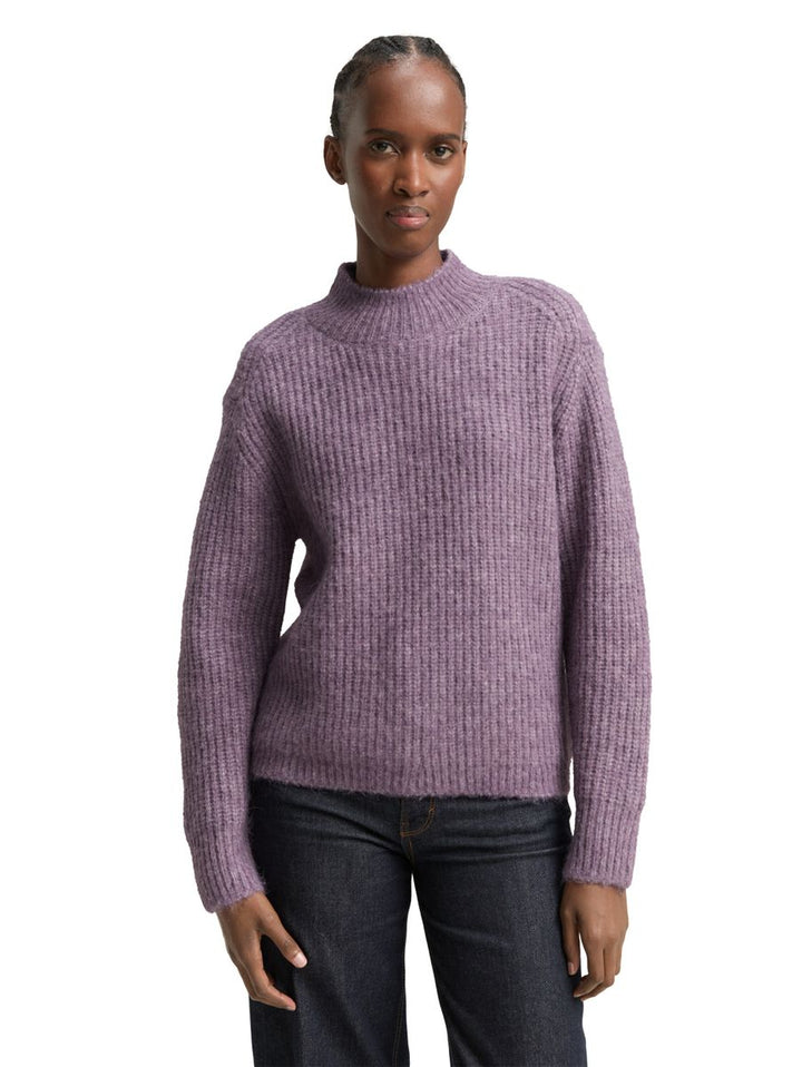 Relaxed Fit Strickpullover mit Stehkragen