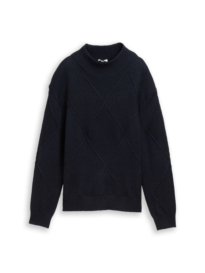 Loose Fit Strickpullover mit Stehkragen