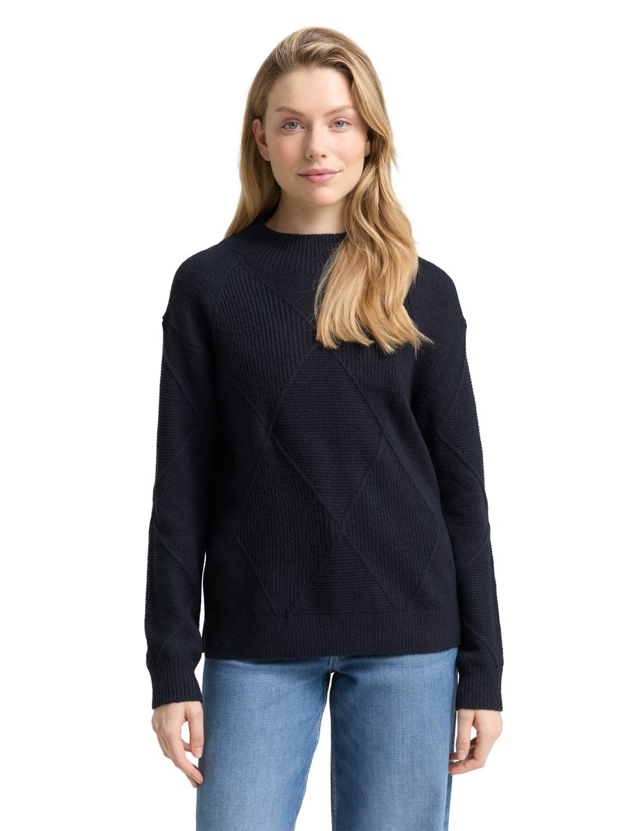 Loose Fit Strickpullover mit Stehkragen