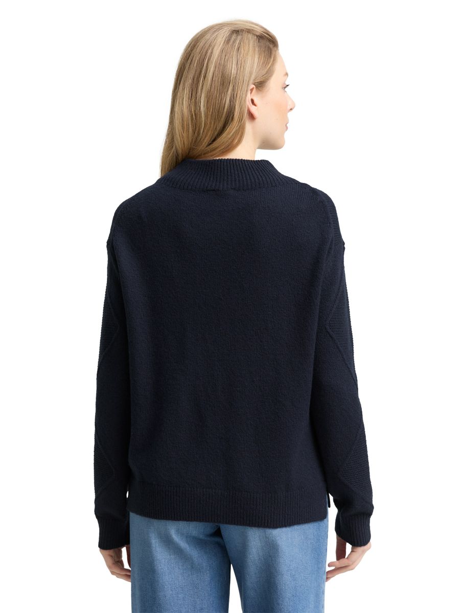 Loose Fit Strickpullover mit Stehkragen