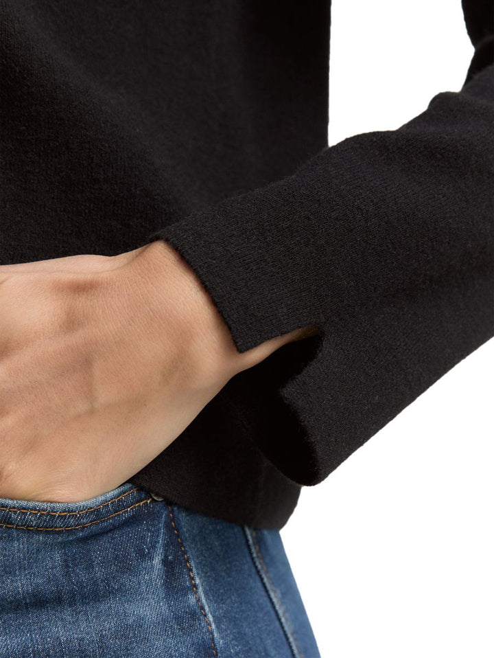 Cropped Strickpullover mit Stehkragen